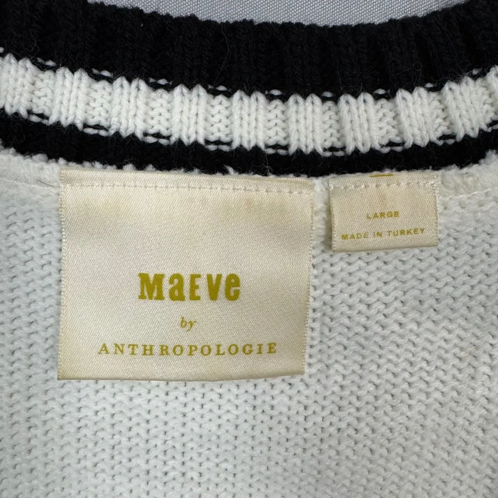 Maeve Anthropologie Womens Cream Cable Knit Sweater Vest L Preppy Academia - Picture 4 of 8